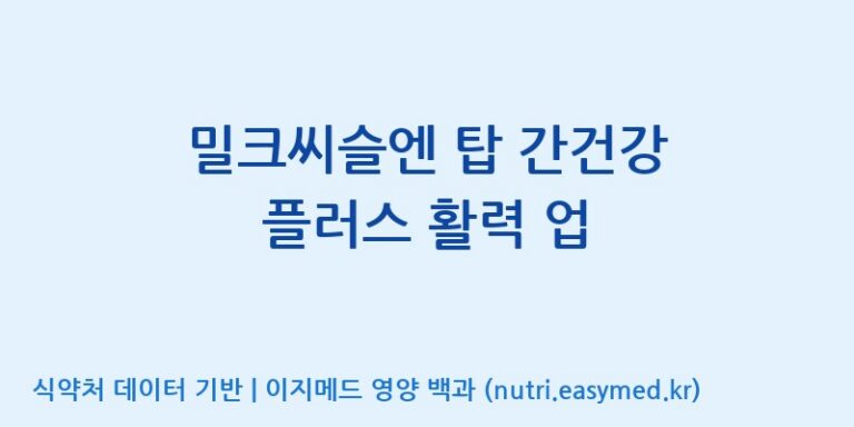 [(주)비오팜] 밀크씨슬엔 탑 간건강 플러스 활력 업 효능, 성분 및 부작용 주의사항 완벽 정리