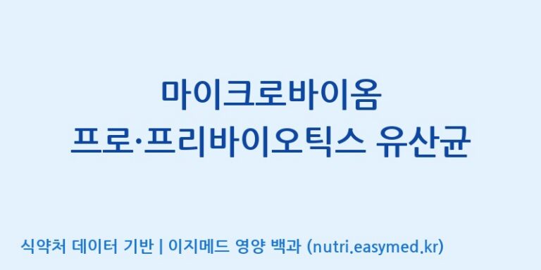 [일양약품(주)] 마이크로바이옴 프로·프리바이오틱스 유산균 효능, 성분 및 부작용 주의사항 완벽 정리