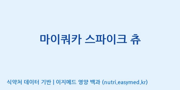 [코스맥스엔비티(주)] 마이쿼카 스파이크 츄 효능, 성분 및 부작용 주의사항 완벽 정리