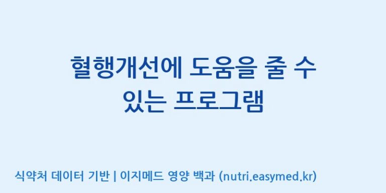[(주)유유헬스케어] 혈행개선에 도움을 줄 수 있는 프로그램 효능, 성분 및 부작용 주의사항 완벽 정리