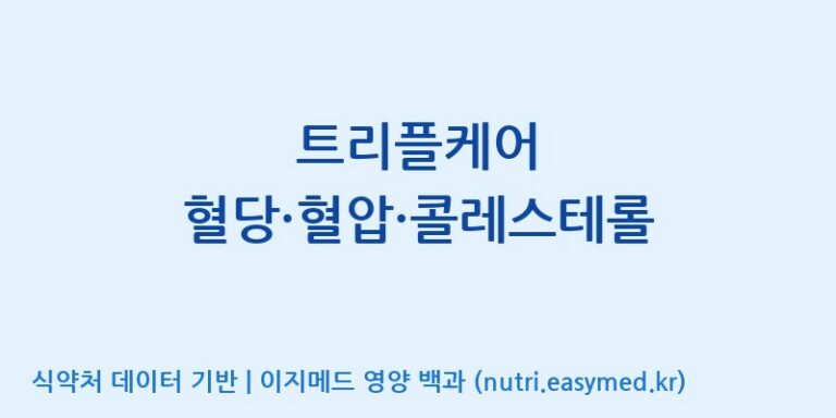 [(주)케이지앤에프] 트리플케어 혈당·혈압·콜레스테롤 효능, 성분 및 부작용 주의사항 완벽 정리