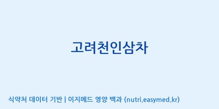 [(주)화인내츄럴] 고려천인삼차 효능, 성분 및 부작용 주의사항 완벽 정리