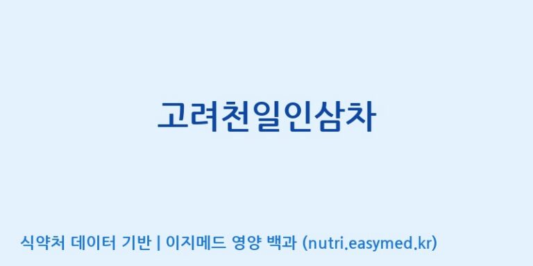 [(주)화인내츄럴] 고려천일인삼차 효능, 성분 및 부작용 주의사항 완벽 정리