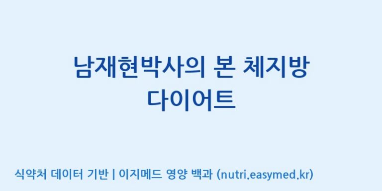 [(주)비오팜] 남재현박사의 본 체지방 다이어트 효능, 성분 및 부작용 주의사항 완벽 정리