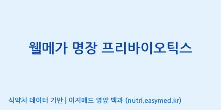 [(주)비오팜] 웰메가 명장 프리바이오틱스 효능, 성분 및 부작용 주의사항 완벽 정리