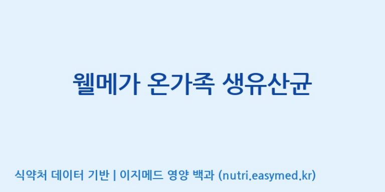 [(주)비오팜] 웰메가 온가족 생유산균 효능, 성분 및 부작용 주의사항 완벽 정리