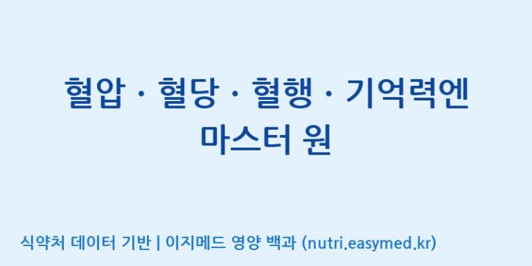 [케이지랩 주식회사] 혈압ㆍ혈당ㆍ혈행ㆍ기억력엔 마스터 원 효능, 성분 및 부작용 주의사항 완벽 정리