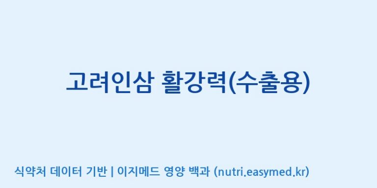 [(주)한국인삼공사] 고려인삼 활강력(수출용) 효능, 성분 및 부작용 주의사항 완벽 정리
