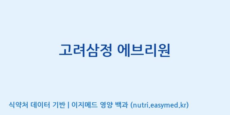 [구안산업(주)금산공장] 고려삼정 에브리원 효능, 성분 및 부작용 주의사항 완벽 정리