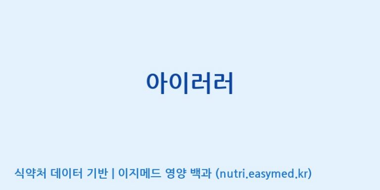 [(주)안신] 아이러러 효능, 성분 및 부작용 주의사항 완벽 정리
