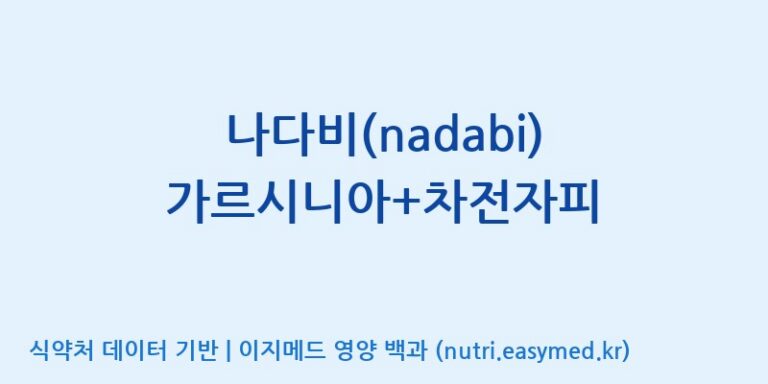 [주식회사 상상바이오] 나다비(nadabi) 가르시니아+차전자피 효능, 성분 및 부작용 주의사항 완벽 정리