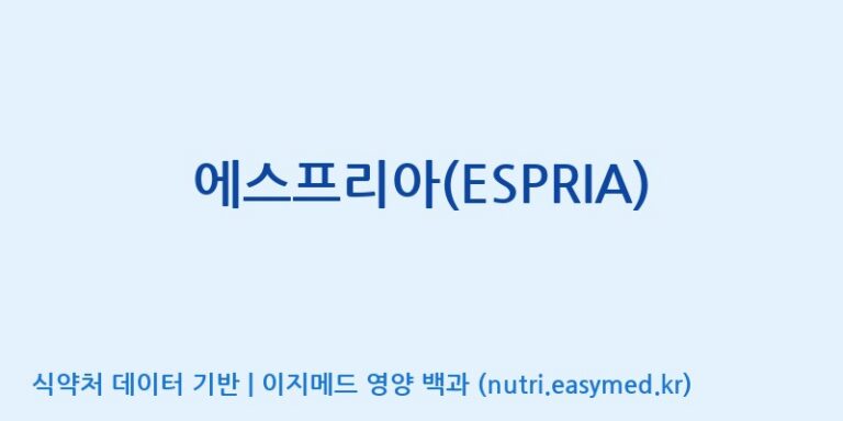 [대원헬스케어 주식회사 2공장] 에스프리아(ESPRIA) 효능, 성분 및 부작용 주의사항 완벽 정리