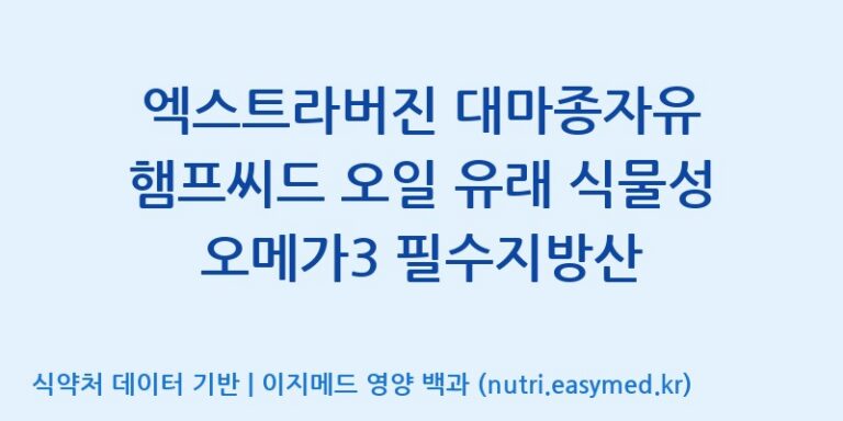 [우리바이오(주)] 엑스트라버진 대마종자유 햄프씨드 오일 유래 식물성 오메가3 필수지방산 효능, 성분 및 부작용 주의사항 완벽 정리