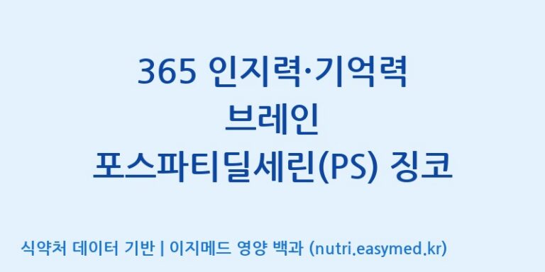 [주식회사 뉴트리플래닛] 365 인지력·기억력 브레인 포스파티딜세린(PS) 징코 효능, 성분 및 부작용 주의사항 완벽 정리