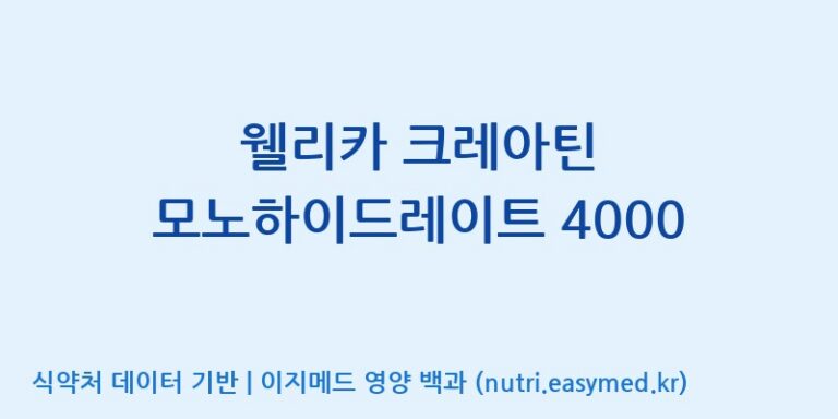 [주식회사 에이원바이옴] 웰리카 크레아틴 모노하이드레이트 4000 효능, 성분 및 부작용 주의사항 완벽 정리