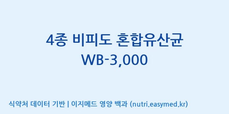 [위바이옴 익산공장] 4종 비피도 혼합유산균 WB-3,000 효능, 성분 및 부작용 주의사항 완벽 정리