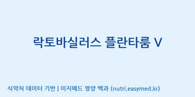 [(주)레인보우바이오테크] 락토바실러스 플란타룸 V 효능, 성분 및 부작용 주의사항 완벽 정리