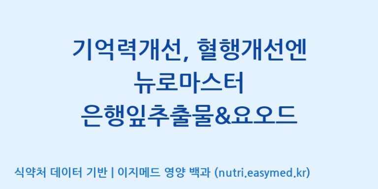 [엔피케이(주)] 기억력개선, 혈행개선엔 뉴로마스터 은행잎추출물&요오드 효능, 성분 및 부작용 주의사항 완벽 정리