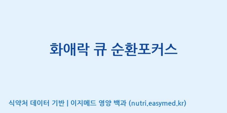 [(주)한국인삼공사] 화애락 큐 순환포커스 효능, 성분 및 부작용 주의사항 완벽 정리