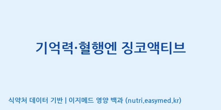 [(주)코지맘바이오] 기억력·혈행엔 징코액티브 효능, 성분 및 부작용 주의사항 완벽 정리