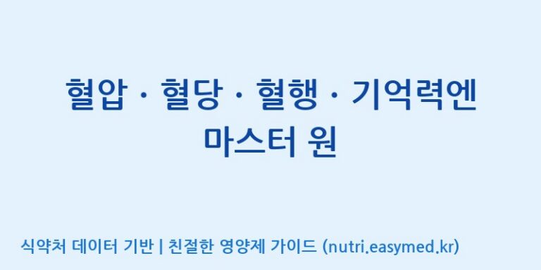 [케이지랩 주식회사] 혈압ㆍ혈당ㆍ혈행ㆍ기억력엔 마스터 원 효능, 성분 및 부작용 주의사항 완벽 정리