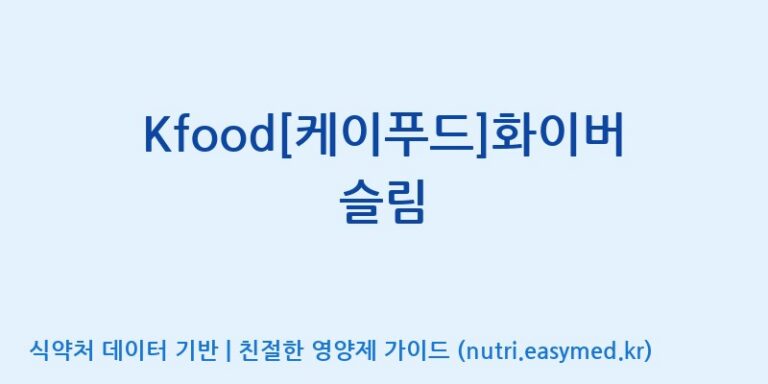 [(주)두루원] Kfood[케이푸드]화이버슬림 효능, 성분 및 부작용 주의사항 완벽 정리