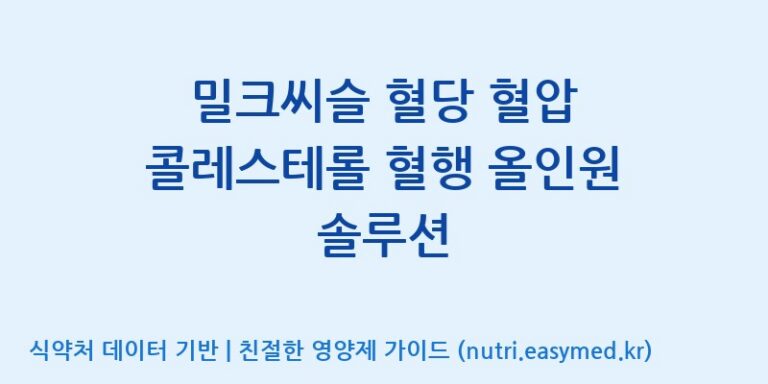 [주식회사 코스팜] 밀크씨슬 혈당 혈압 콜레스테롤 혈행 올인원 솔루션 효능, 성분 및 부작용 주의사항 완벽 정리