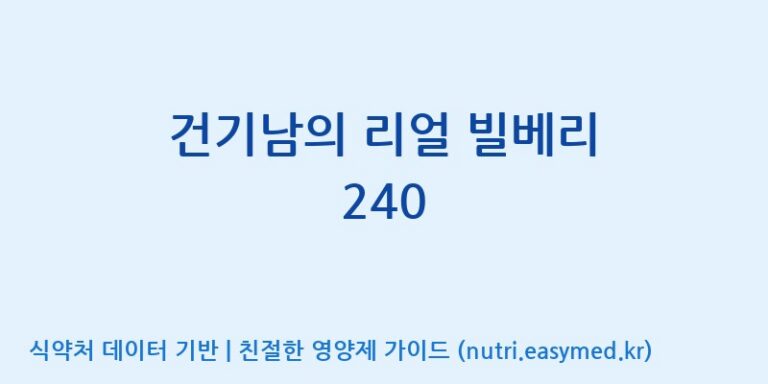 [주식회사  에이치엔웨이] 건기남의 리얼 빌베리 240 효능, 성분 및 부작용 주의사항 완벽 정리