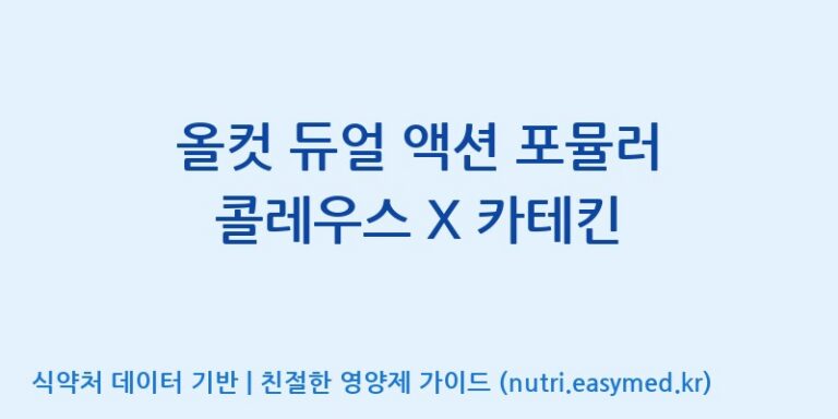 [콜마비앤에이치(주)세종3공장] 올컷 듀얼 액션 포뮬러 콜레우스 X 카테킨 효능, 성분 및 부작용 주의사항 완벽 정리